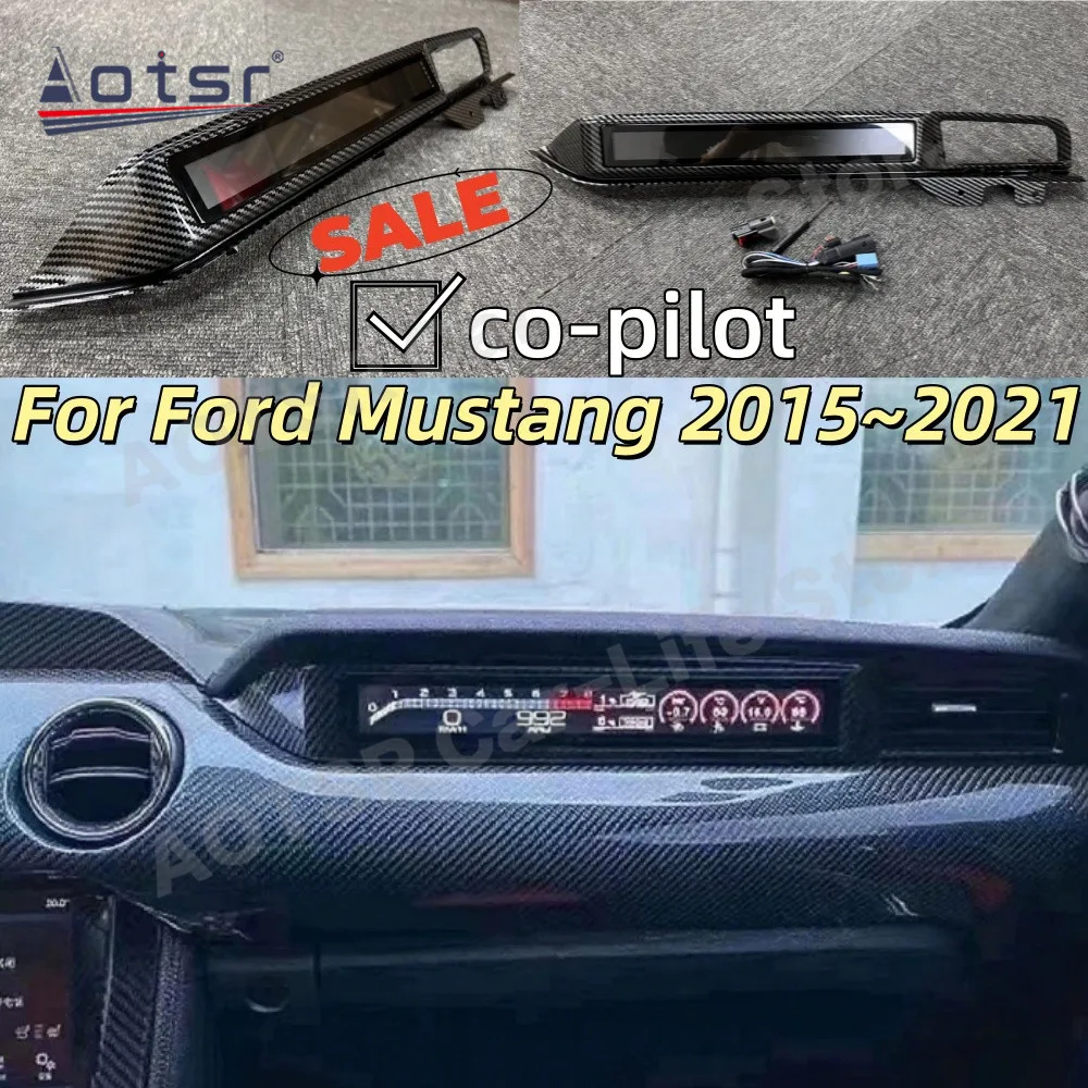 Carbon Fiber Co-pilot For Ford Mustang 2015-2021 Speed Digital Meter Screen Car Odometer Digital Cluster Virtual Cockpit