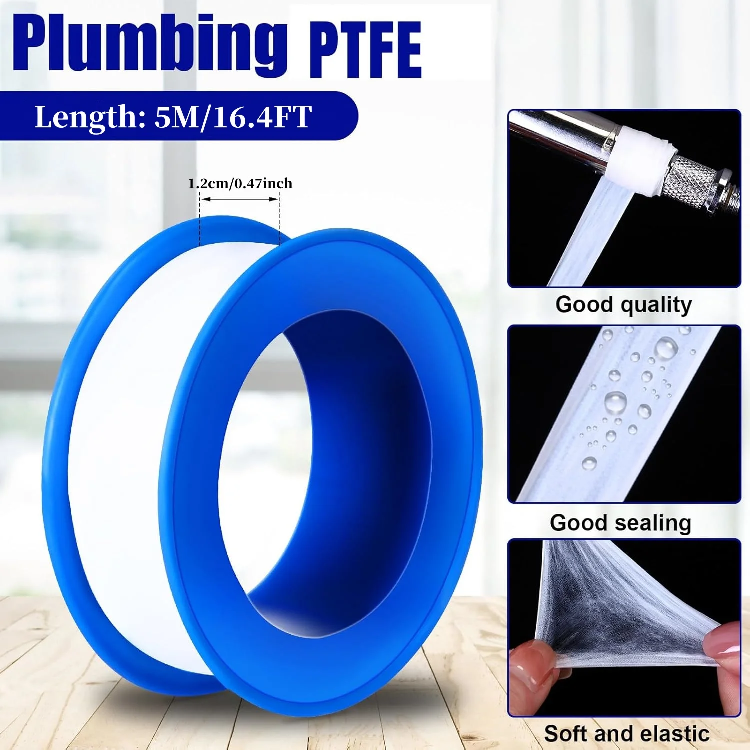 10 rolls of PTFE tape, waterproof sealant for water pipes, shower head maintenance, pipe sealing tape for water pipe sealing