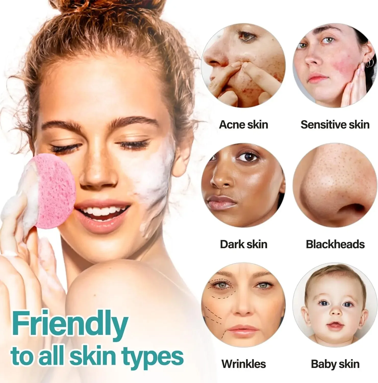 50-1000 pièces compresser visage lavage bouffée pâte de bois naturelle éponge visage lavage bouffée moussant visage bouffée cosmétique bouffée visage nettoyage éponge