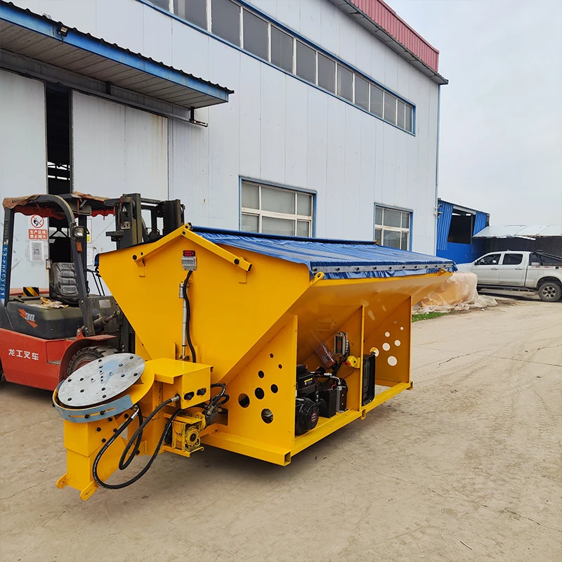 Road Deicing Salt Spreader Truck Engine Driven Disc Spreader For Municipal Road Ice Prevention