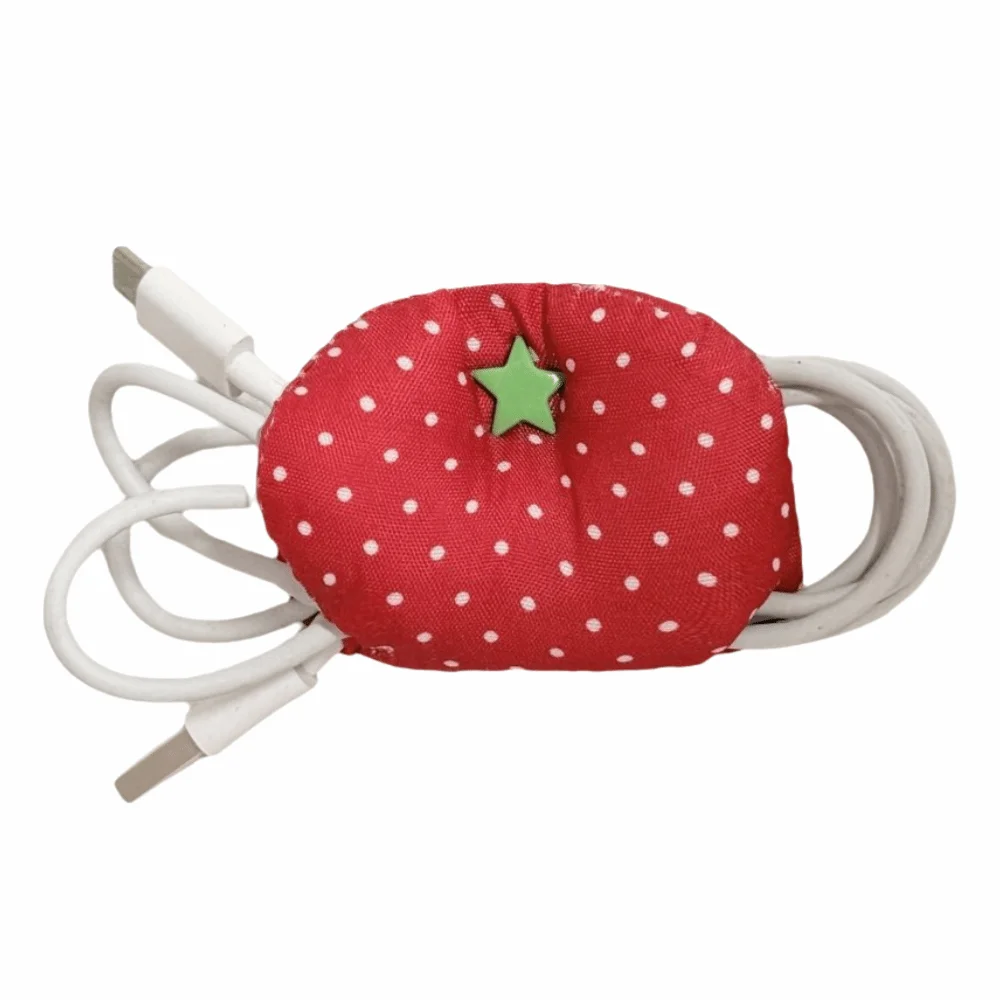 New Y2k Data Cable Organizer Handmade Wave Point Earphone Decoration Tomato Multifunctional Earphone Storage Bag