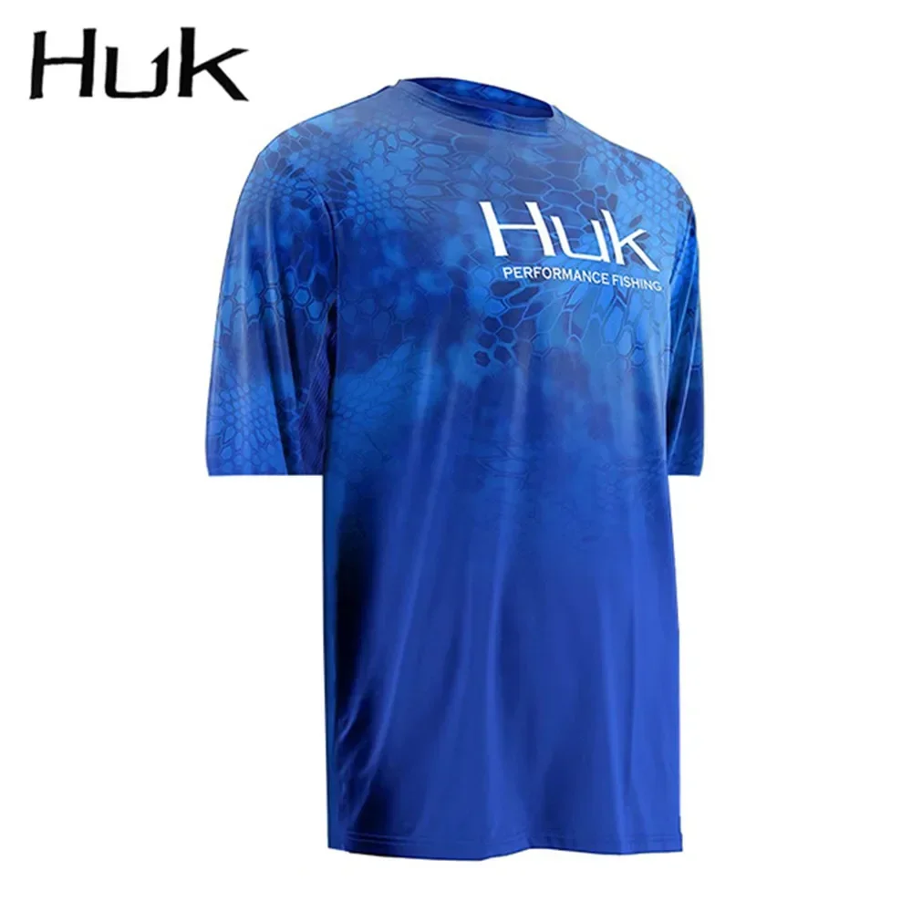 HUK-camisetas De Pesca De manga corta para hombre, ropa De Pesca con protección solar Uv, transpirable, Verano