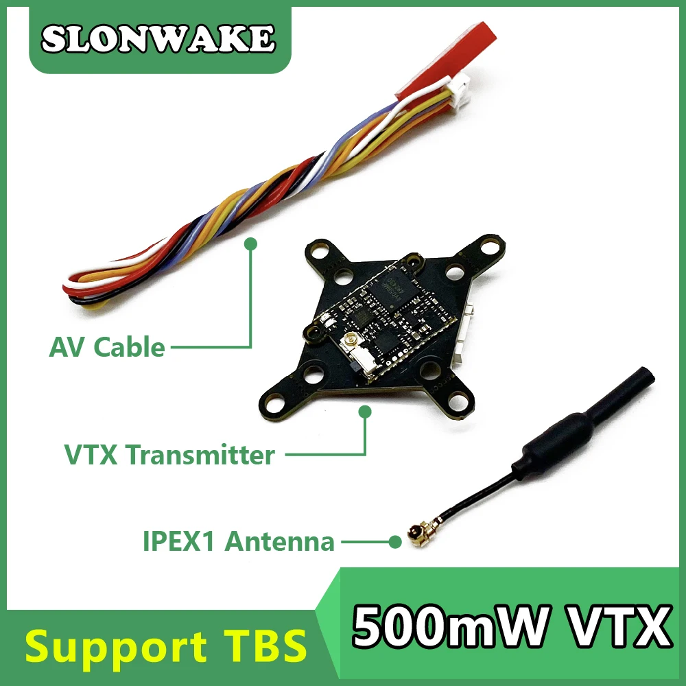 SLONWAKE VTX20-500 5.8G 48CH FPV Transmitter PitMode 25mW 100mW 200mW 500mW 7-24V Adjustable VTX Transmitter for RC FPV Drone