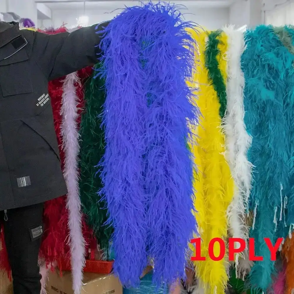 

10PLY Ostrich Feather Boa 0.5/1/2/3/4Meters Plumes Shawl for Crafts Wedding Dress Party Carnival Stage Costume Sewing Decoration