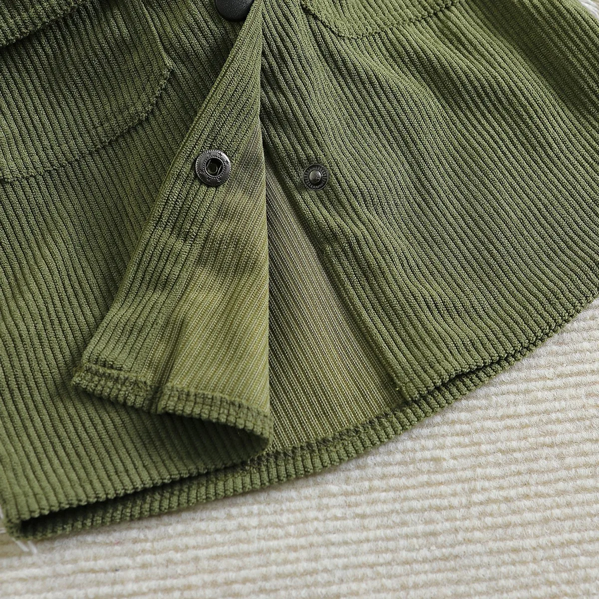 Boys outerwear children's clothing boys' jacket spring and autumn children's color matching hooded corduroy casual cardigan image 6