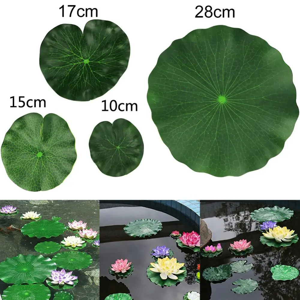 

2Pcs Artificial Floating Lotus Leaves Fake Foliage Plant Garden Pond Pool Decor Water Lily leaf Floating Landscape Plants