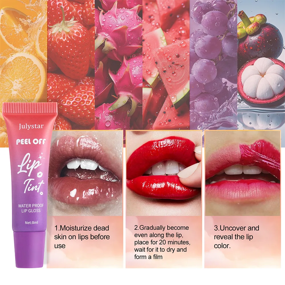 

Julystar muti-colorFruit flavor pull-off lip glaze Mist matte smooth texture background color waterproof long-lasting easy color