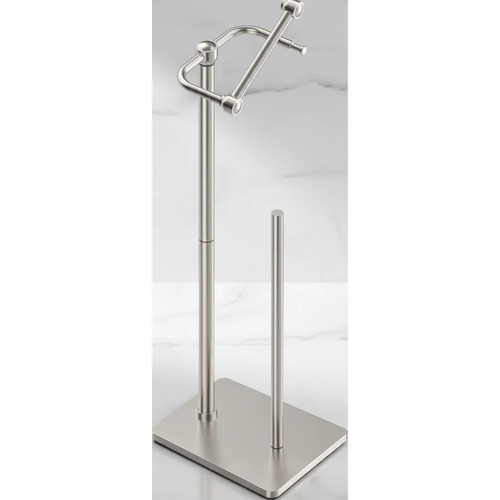 

Stainless Steel Toilet Paper Holder Stand with Storage for 4 Rolls, Pivoting Design, Weighted Base - Bathroom Organizer