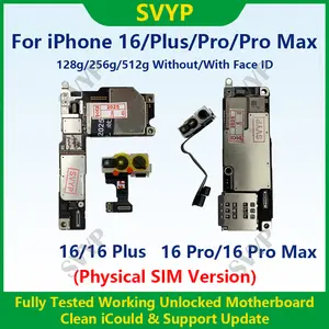 Bilashmart Fully Tested 100% Working Motherboard iPhone 16ProMax Mainboard With Face ID Unlocked And Cleaned iCloud Pysical SIM Version