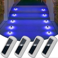 4PCS Solar Step Lights Garden Proch IP65 Waterproof Outdoor Underground Solar Deck Light Blue Stair Driveway Path Decking Light
