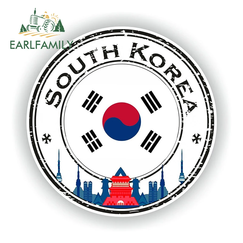 EARLFAMILY 13cm x 13cm for Country Korea Japan Logo Car Stickers Trunk Laptop Windows Decal Rotunda Personality Car Accessories