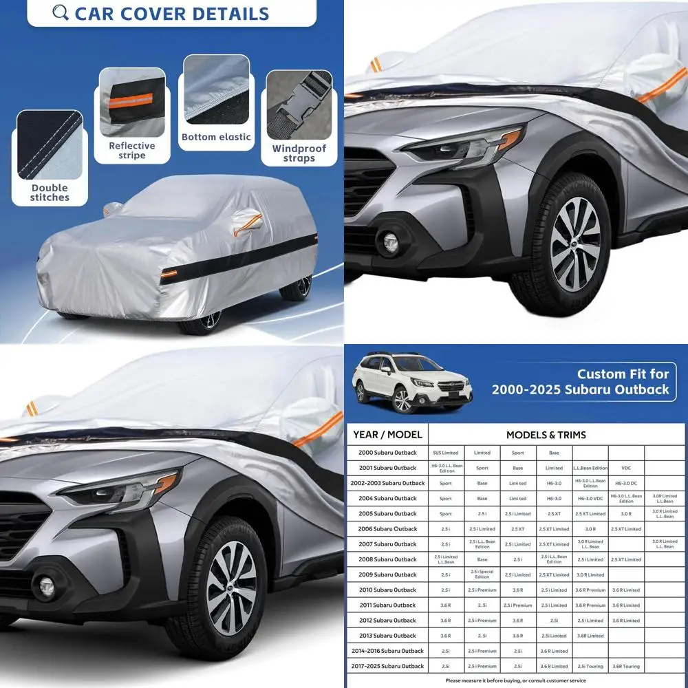 

Custom-Fit Subaru Outback 1994-2025 SUV Cover, Waterproof & UV-Protected Outdoor Car Cover, Silver