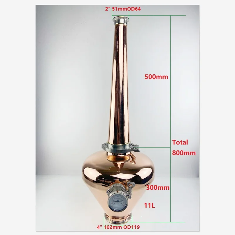 

High Purity 4" Copper Onion Head With Length 500mm Reducer For The Brewing Of Whiskey Or Brandy ,Thickness 2mm