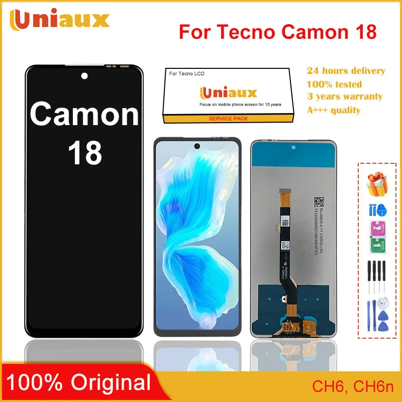 

6.8" Original For Tecno Camon 18 CH6 LCD Display Touch Screen Digitizer Assembly New For Tecno CH6n Repair Replacement Parts