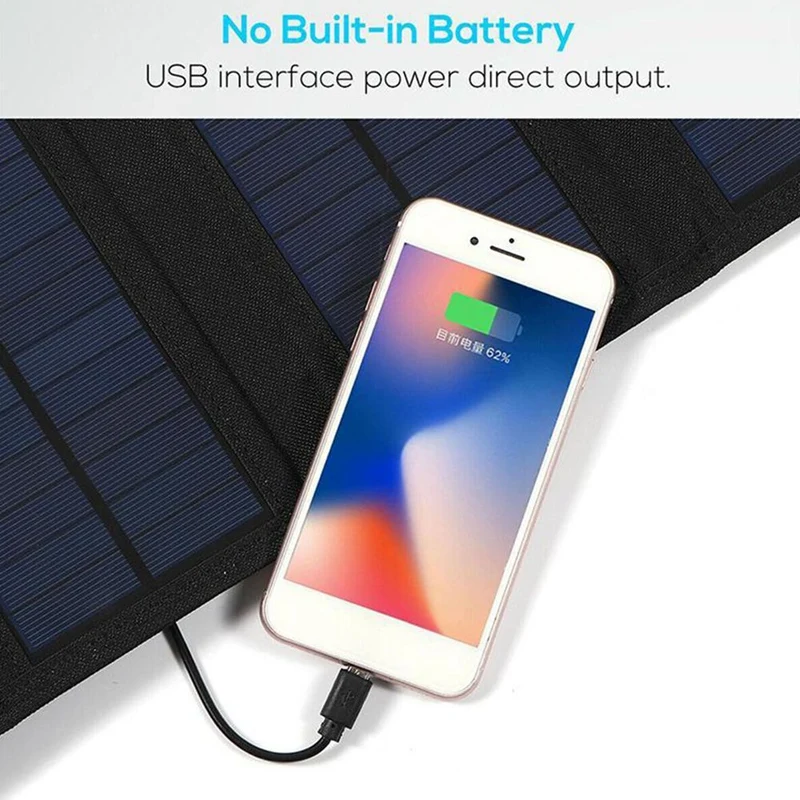 Panneau solaire USB pliable portable, cellule solaire pliante, chargeur de panneau solaire étanche, alimentation mobile, chargeur de batterie, 10W, 5V