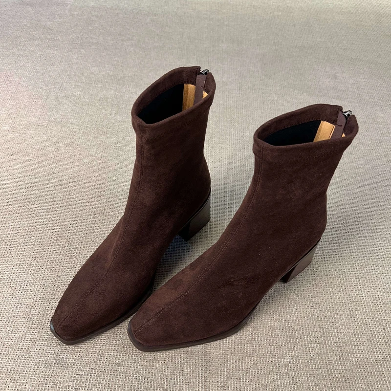High Heels Women's Ankle Boots Fashion Woman Shoes Winter 2026 Trend Chunky Short Boots Comfort Zip Shoes Chelsea Botas Woman