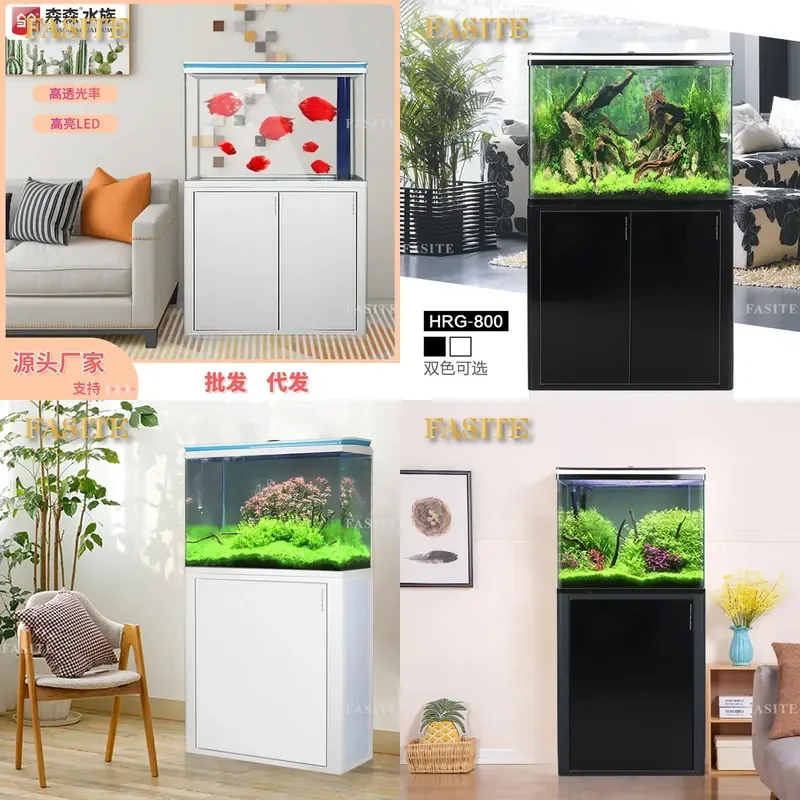 For Large Living Room Fish Tank Bottom Filter Ecological Glass Aquarium Medium Size Goldfish Tank Home Decor Clear View