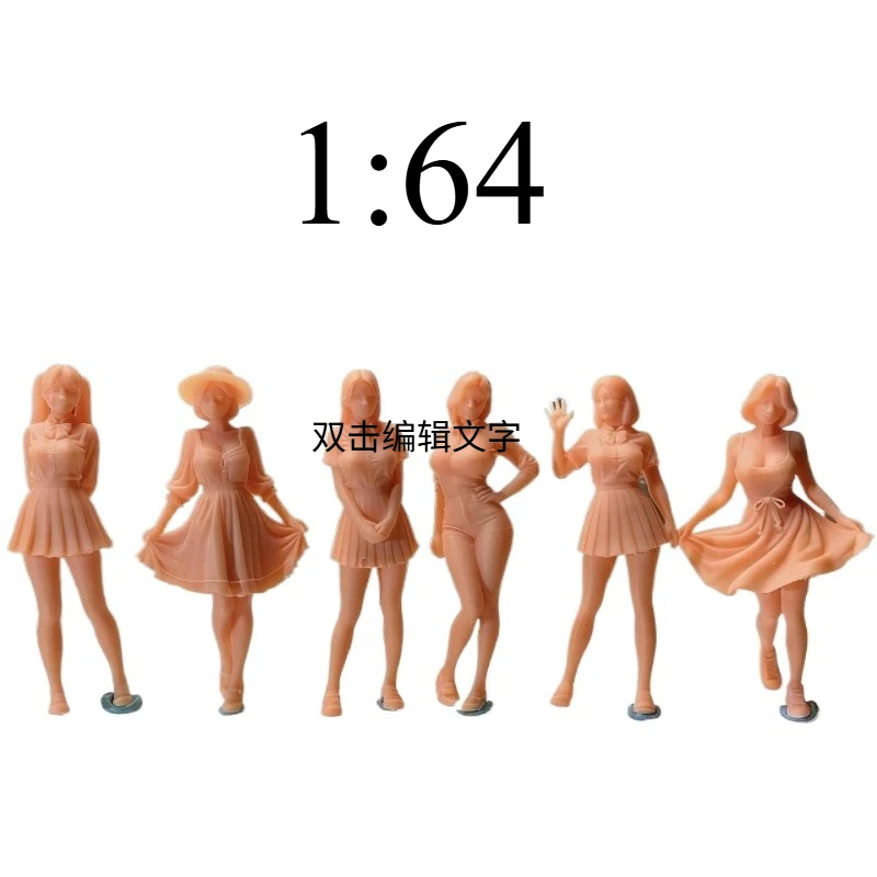 1:64 Scale, about 26-28MM High Miniature Workplace Style Modern Female Character White Mold Ornament Painting DIY