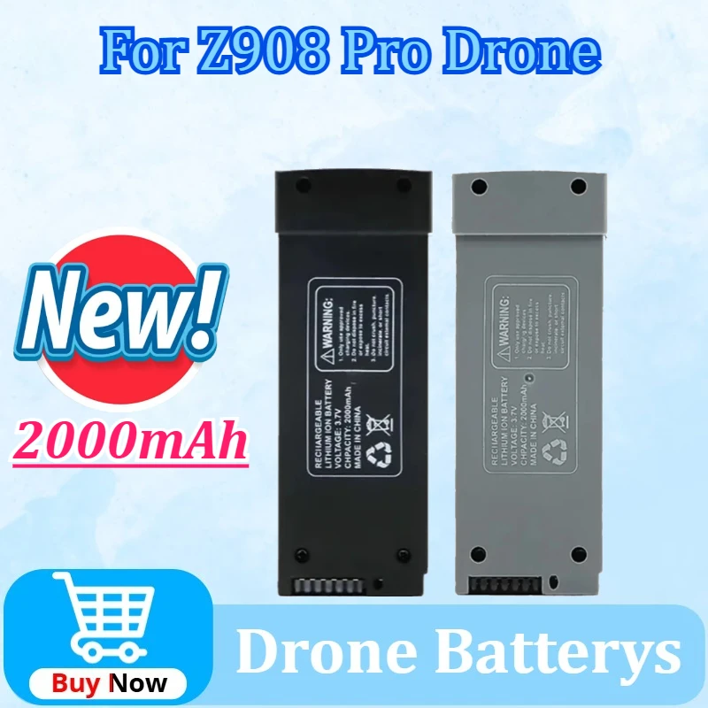 

New Upgrade Drone Batterys for Z908 PRO MAX RC Plane 3.7V 2000mAh Battery Gray Black Bateria Quadcopter Replacement Accessory