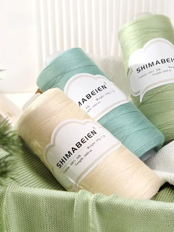  No.7 Silk Cotton Lace Soft Skin-friendly Smooth with Drape Knitted Short Sleeve Dress Silk  Summer Wool Thread