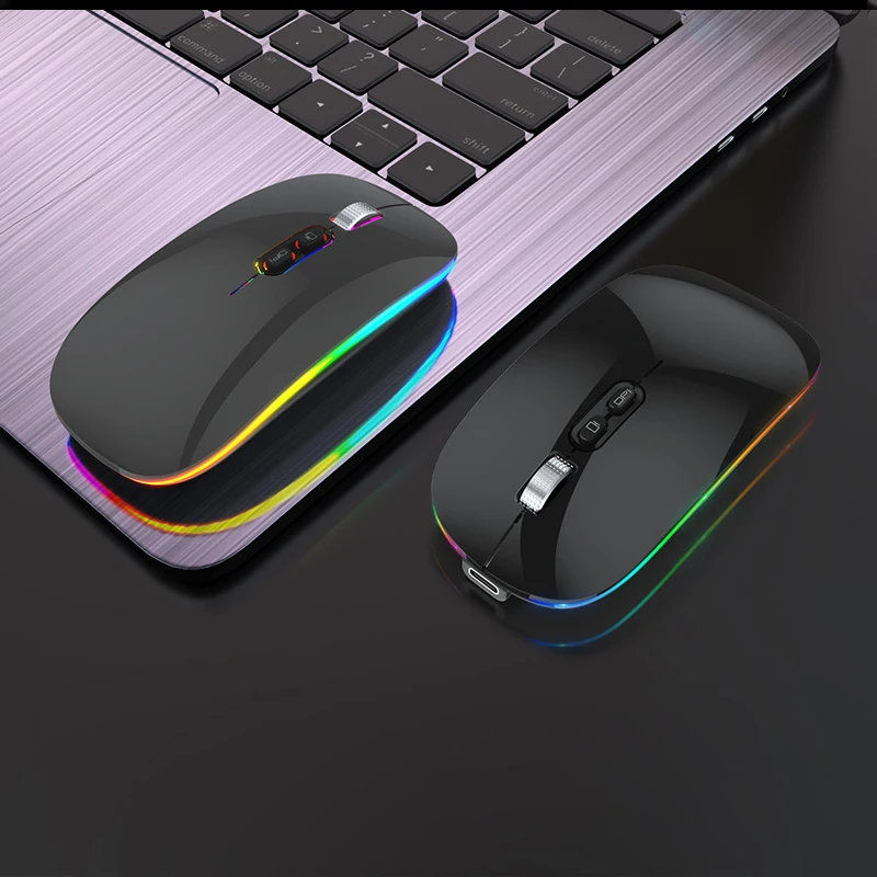 Mouse wireless dual mode 2.4G Funzione desktop con un clic Mouse retroilluminati silenziosi ricaricabili di tipo C per PC portatile Nuovo