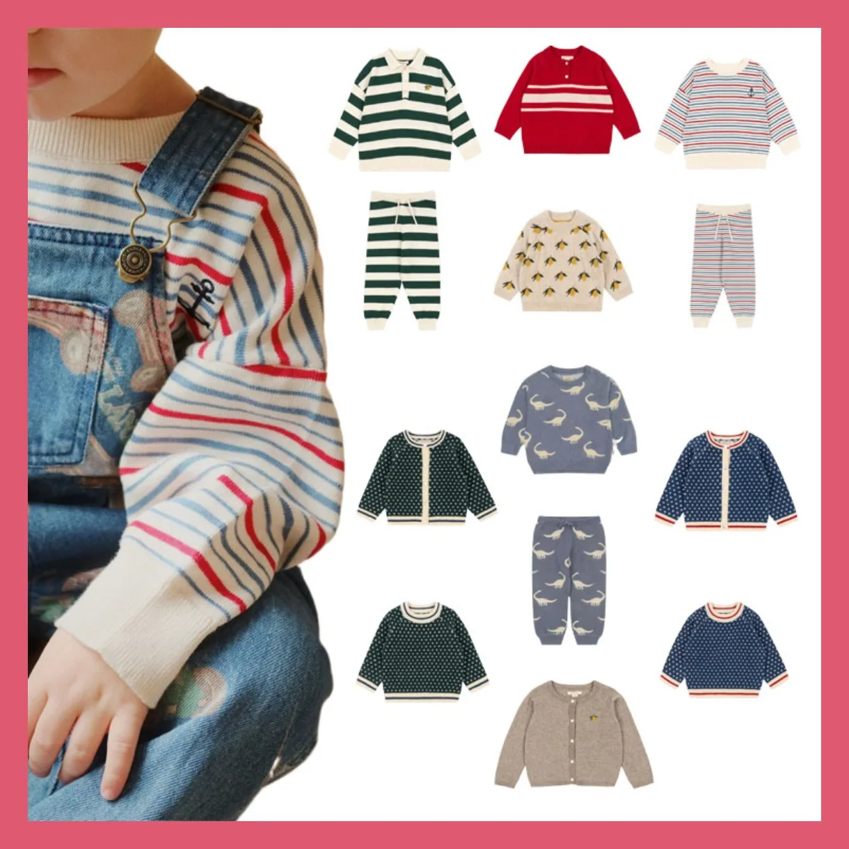 

Autumn Long sleeves Knitted Sweater Children's Knit Cardigan Set for Boys And Girls Nursery Outfit with Pants for Toddlers