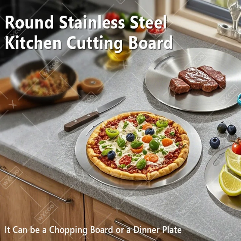WXCOODouble-Sided Cutting Board Thickened Stainless Steel304 Food Grade Kitchen Cut Fruit Meat Cutting Boards