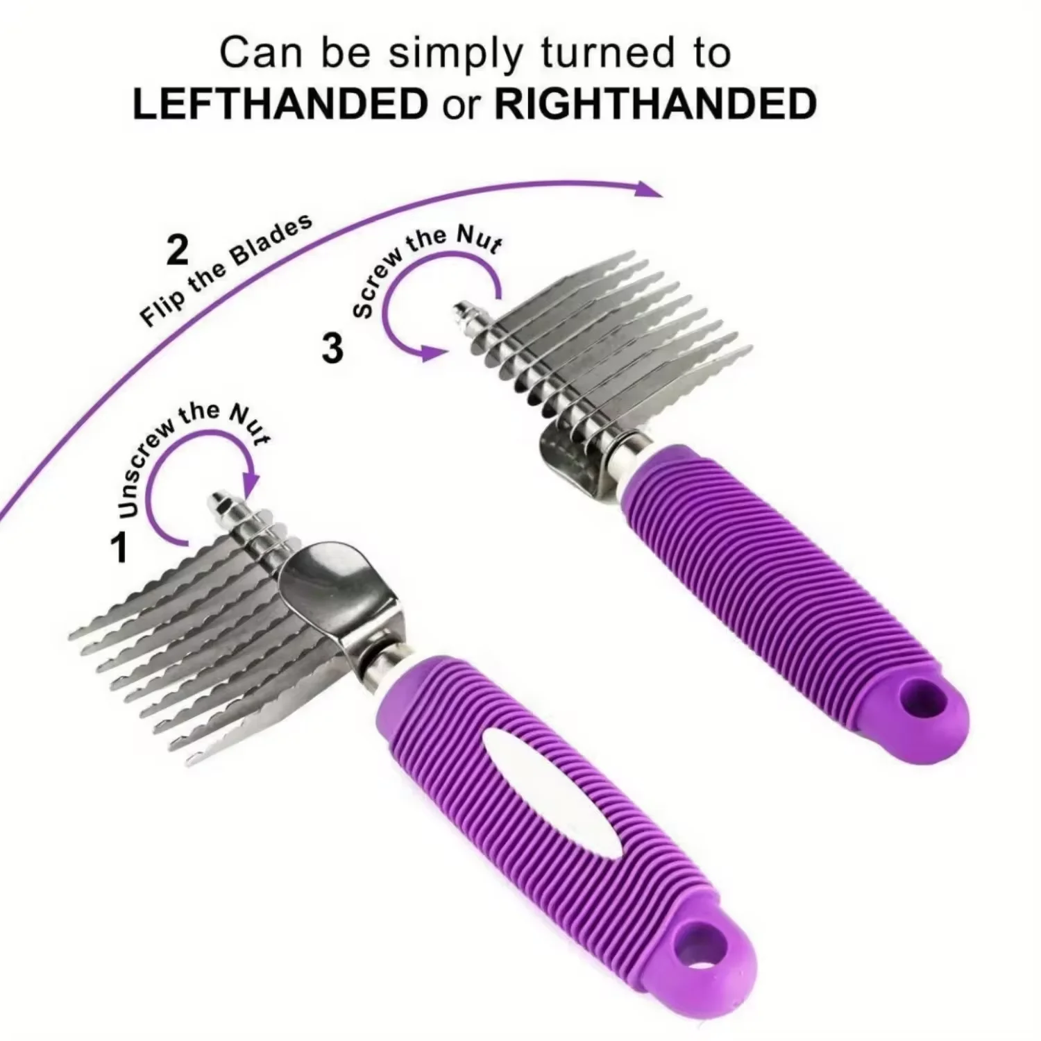 Cat Brush Dog Hair Remover Pet Grooming Dematting Fur Rake Comb for Cat with Long 2.5 Inches Steel Safety Blades Dog Supplies