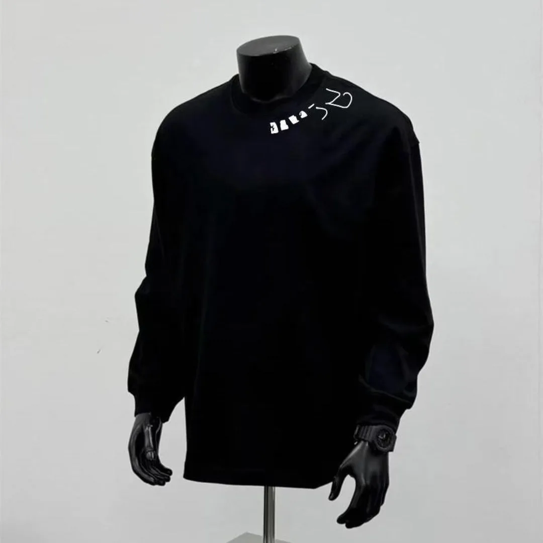 

ZAZOMDE Soft Heavyweight Cotton Long Sleeve T Shirt Men Relaxed Fit Minimalist Print Casual Daily Wear For Home Office Style