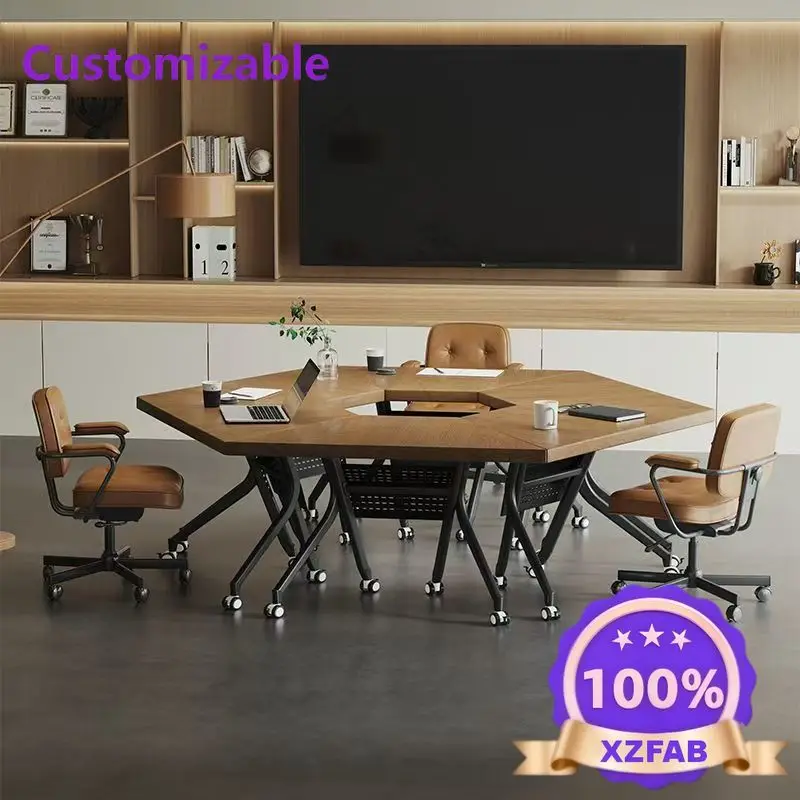 Factory Direct 2026 Italian light luxury can be combined with splicing meeting room table and chair combination office to negoti