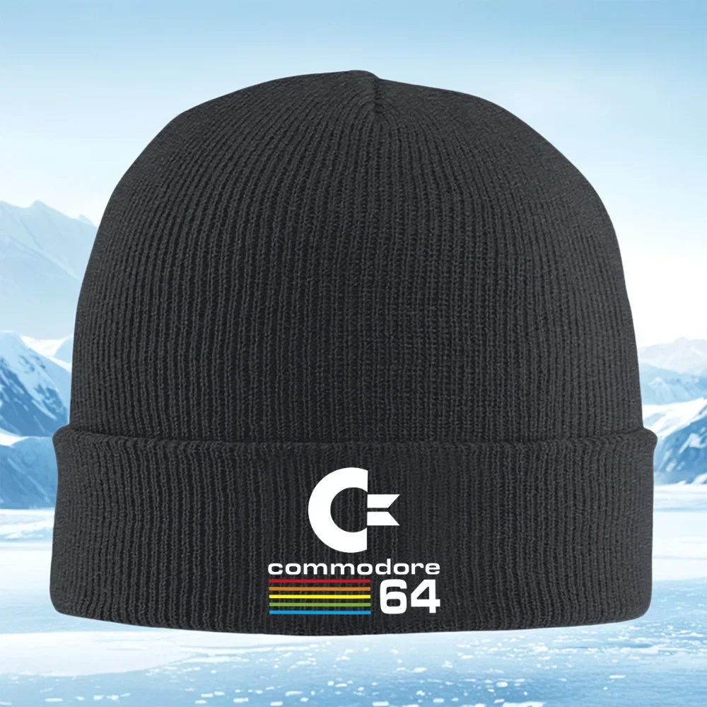 2026 Commodore retro computer logo design Men Women Unisex Knitted Hat Beanie Pullover Cap Winter Thermal Warm Christmas Outdoor