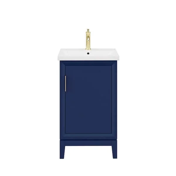 US 20.5 in. W x 16 in. D Bath Vanity in Monarch Blue with Ceramics Vanity Top in White with White Basin