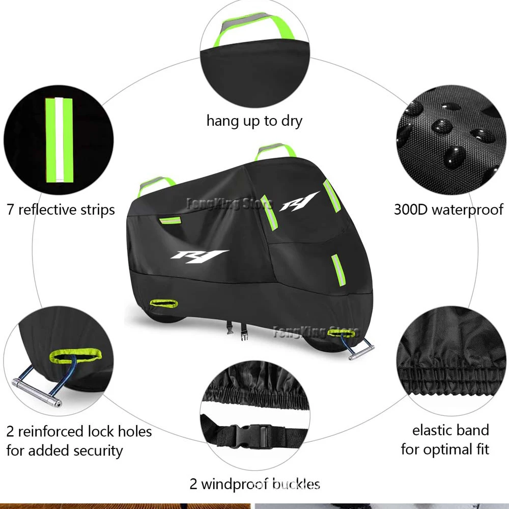 Motorcycle Cover Waterproof Outdoor Scooter UV Protector Rain Cover For YAMAHA YZFR1 YZF R1