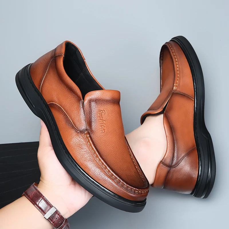 DIMANYU Genuine Leather 2026 New Casual Non-Slip Dad Large Size Middle-Aged Elderly Flat Men's Shoes_vogvips.com