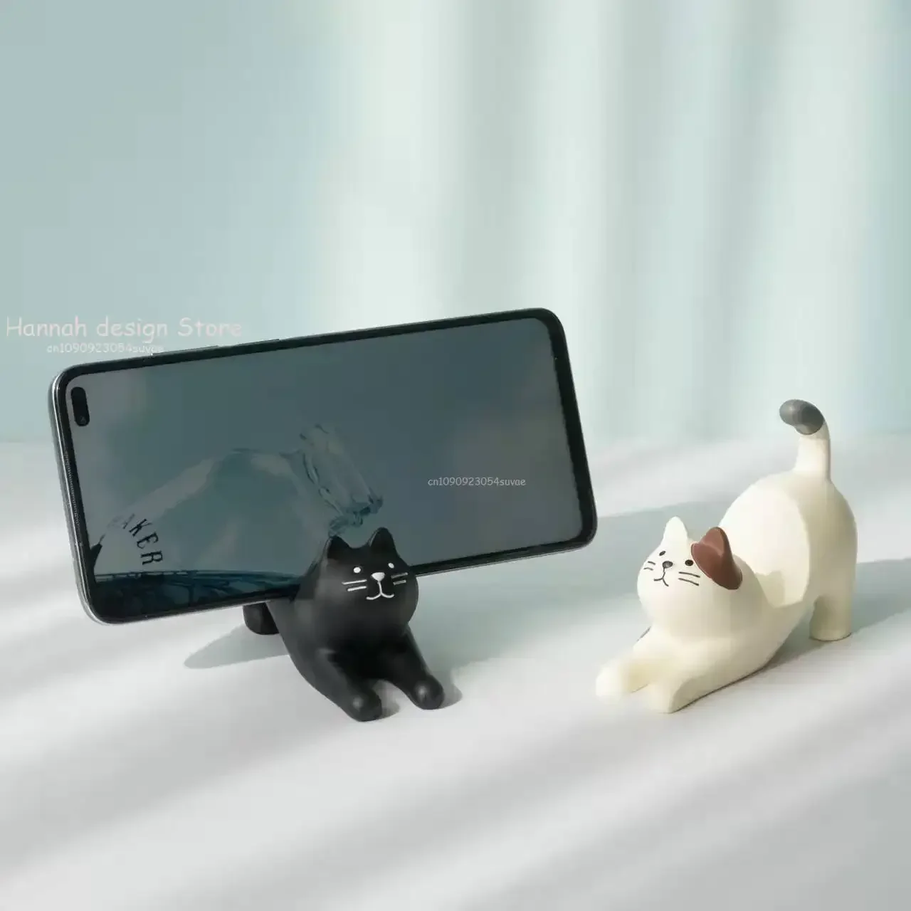 Lovely Phone Bracket Kawaii Cat Model Portable Phone Holder for Desk Resin Exquisite Compatible Mobile Phones Home Decor Crafts