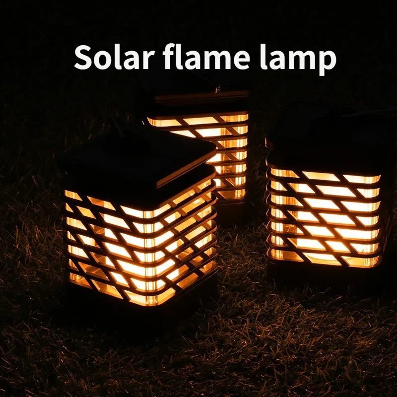 Solar Flame Lamp with 12 LEDs for Landscape Ground Insert Lawn Lamp Outdoor Courtyard Atmosphere Decorative Wall Lamp