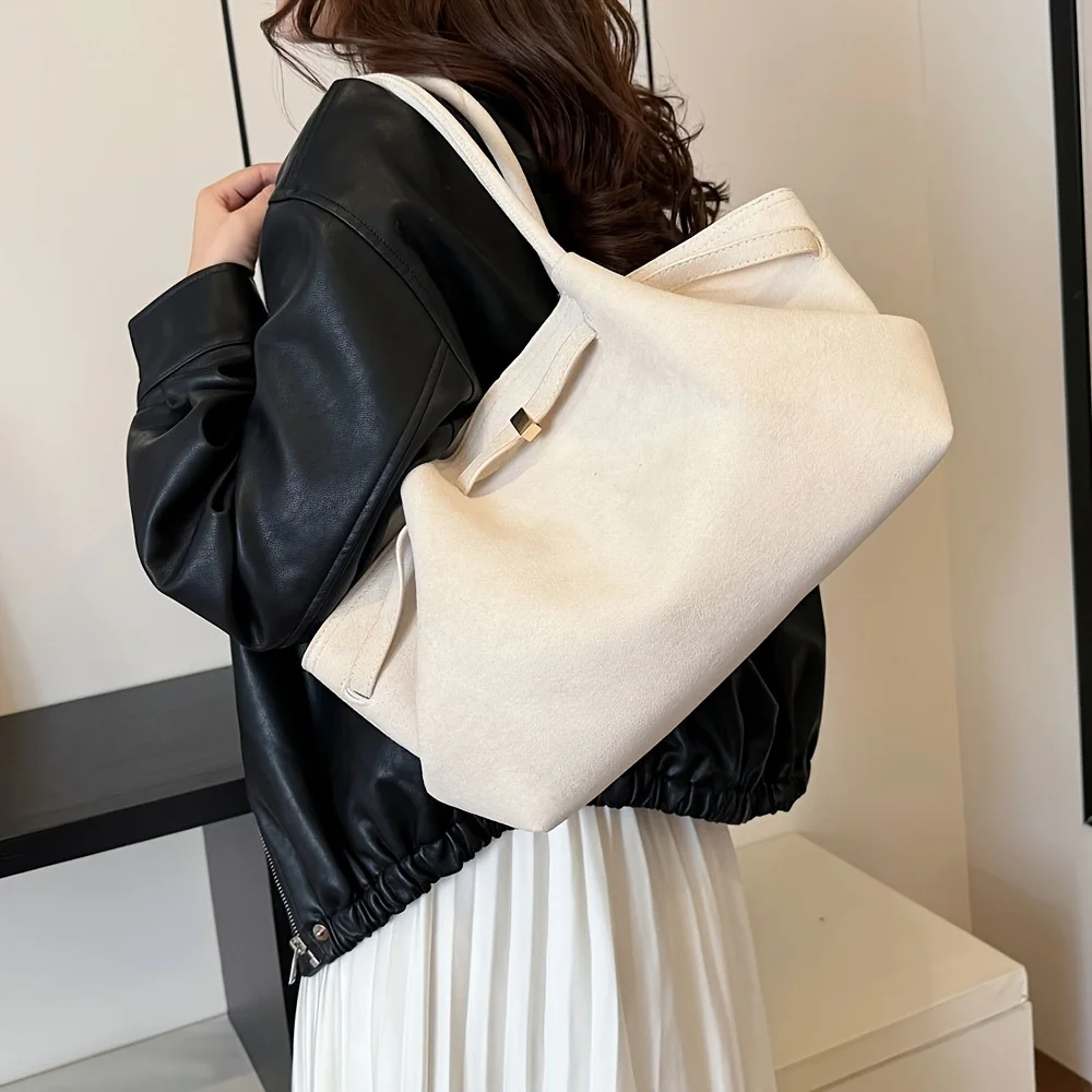 Autumn and Winter Deerskin Velvet Underarm Bag Women\'s New Large Capacity Vintage Tote Bag Fashion All-Matching Female Commuter