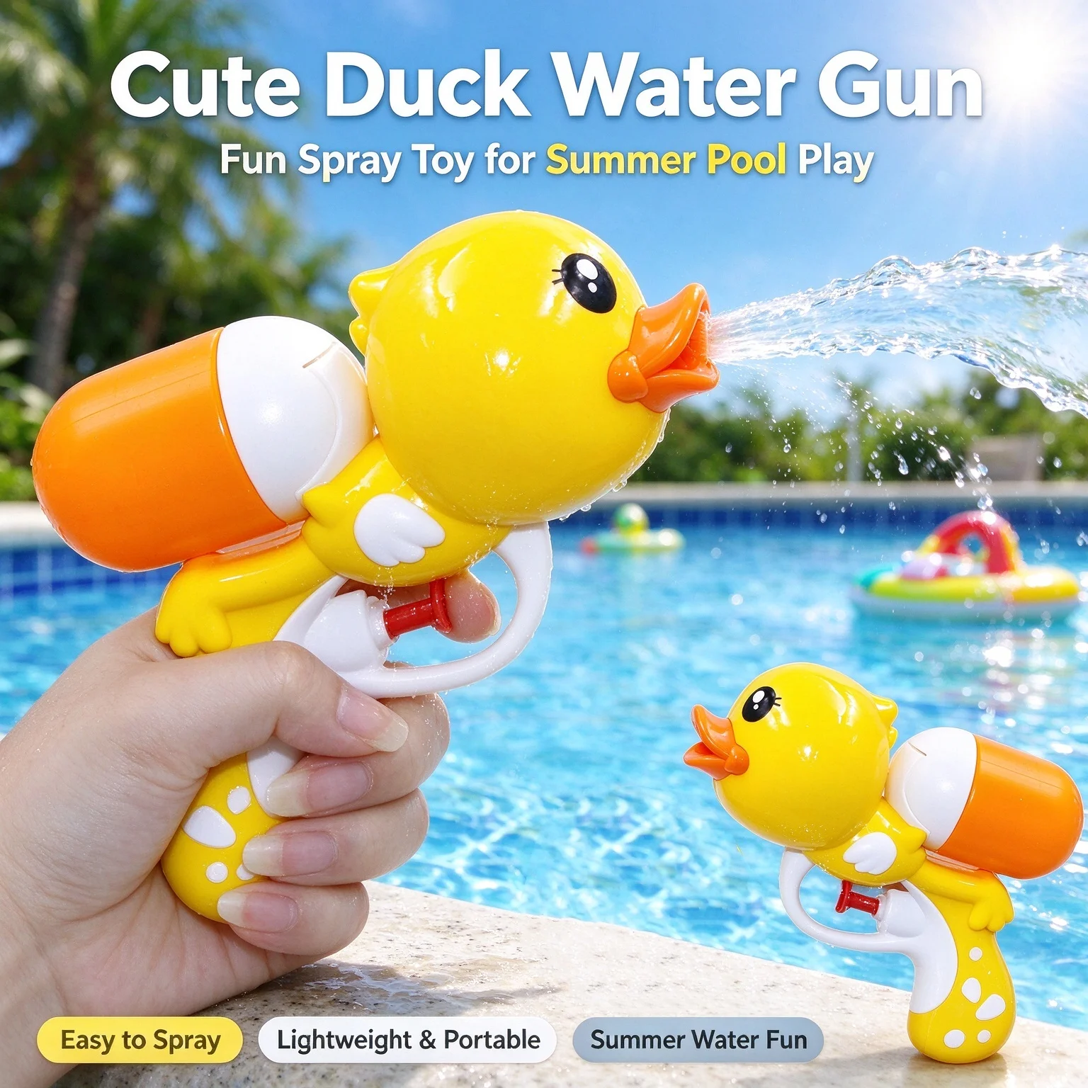 Cartoon Cute Yellow Duck Water Gun Summer Outdoor Beach Water Fight Spraying Water Toy Pool Party Interactive Game Gift