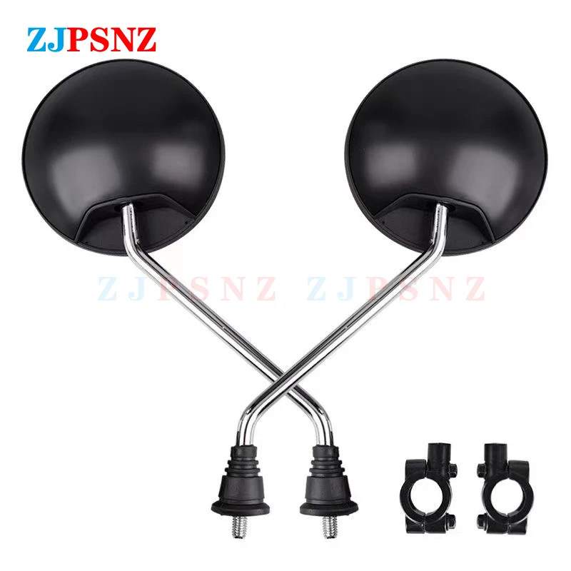 Round Motorcycle Scooter E-bike Back View Mirror 8MM Screw 360Rotated Adjust Rearview Mirror Mirror Moped Side Mirror Universal