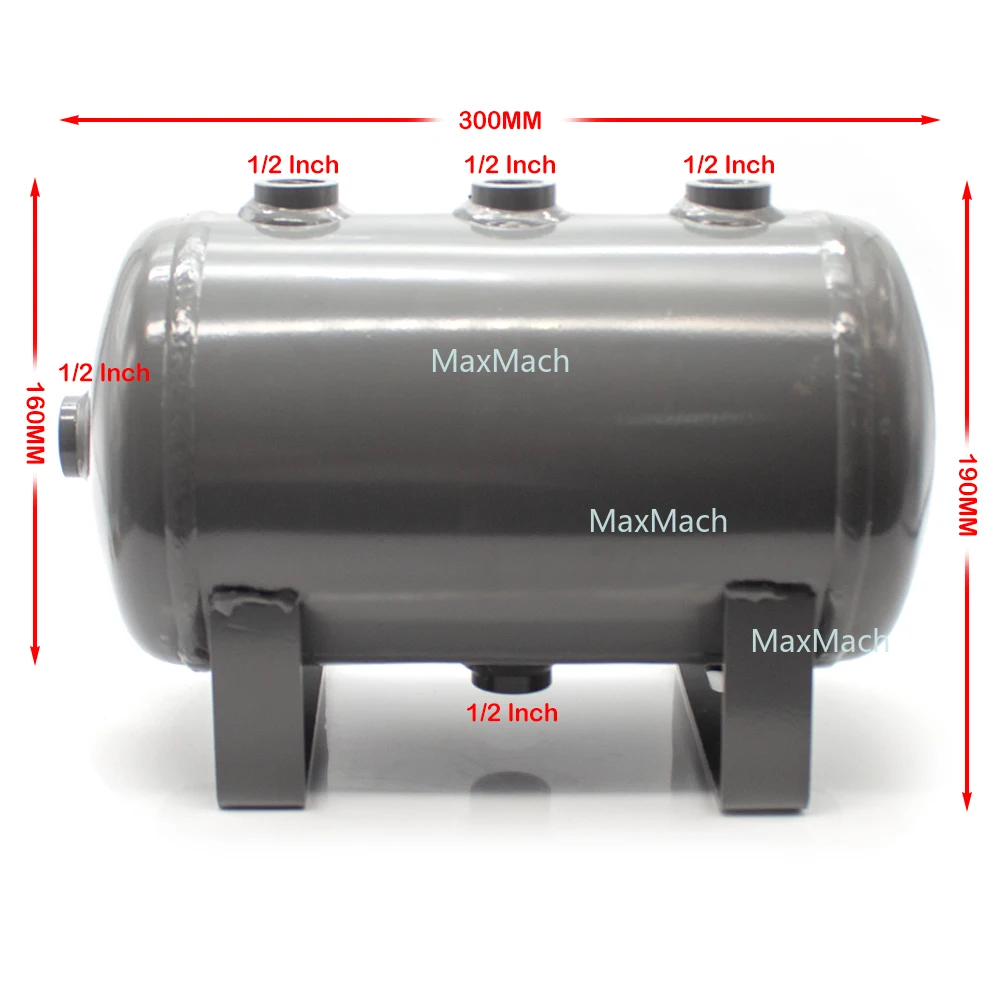 5L أفقي الكربون الصلب خزان الهواء ضاغط الهواء مضخة الهواء خزان الضغط فراغ تخزين اسطوانة مع مقياس الضغط