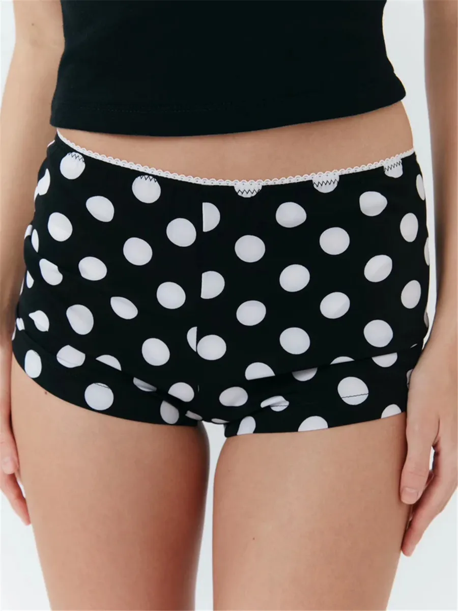 Women's Pajama Shorts Dot Print Elastic Waist Comfy Sleep Shorts Summer Ladies Casual Leisure Sleep Bottoms for Loungewear Y2K