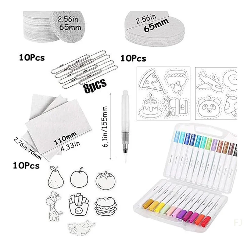 [YU]Drawing Pens Magics Texture Painting Kit With 10 Foam Paint Paper 12 Markers DIY Bubble Drawing Pens For Painting Art Craft
