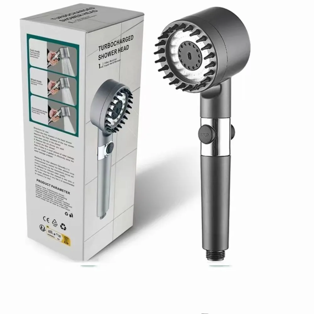 New Handheld Shower Head Turbocharger High Pressure Multiple Spray Modes Water Filter Ion Drop Universal For Bathroom