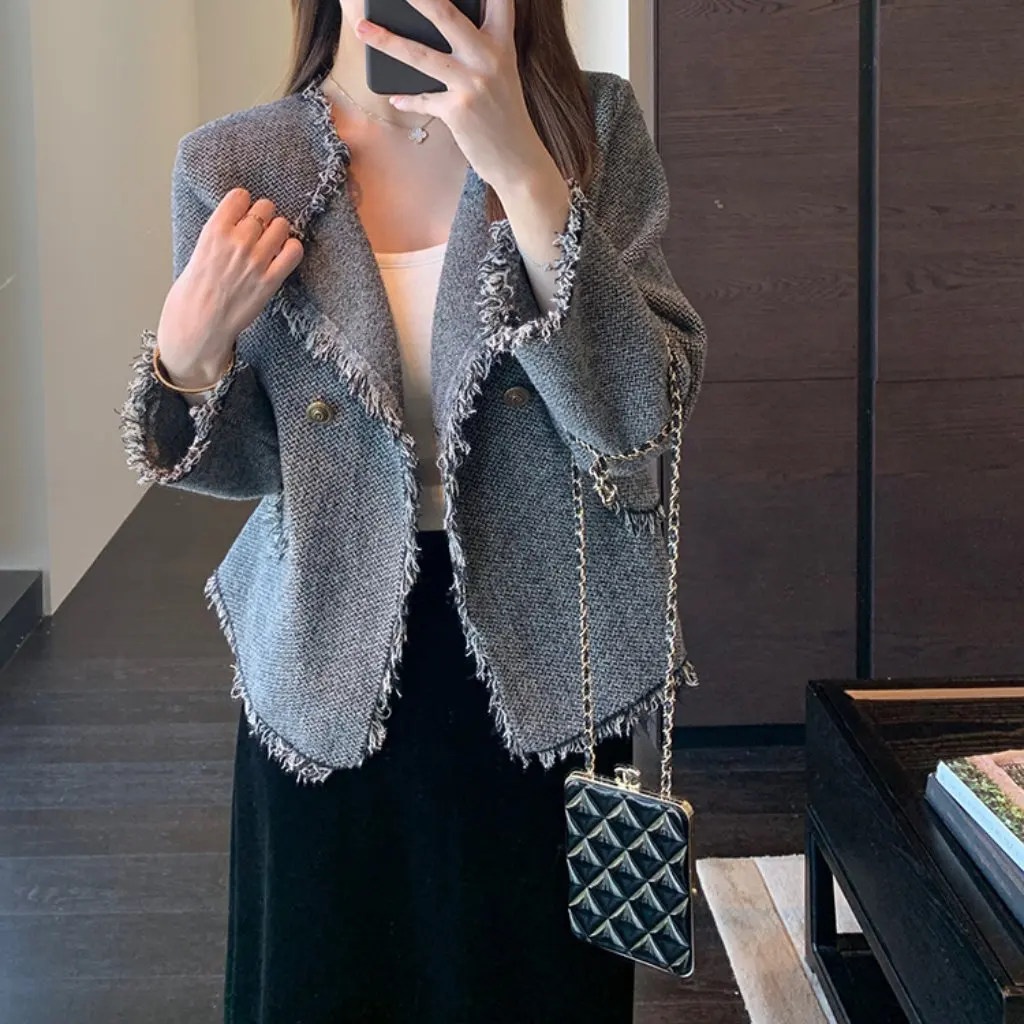 

Elegant Tassel Knitted Cardigan Women's Slimming Coat Fashionable Exquisite Socialite Style for Autumn And Winter