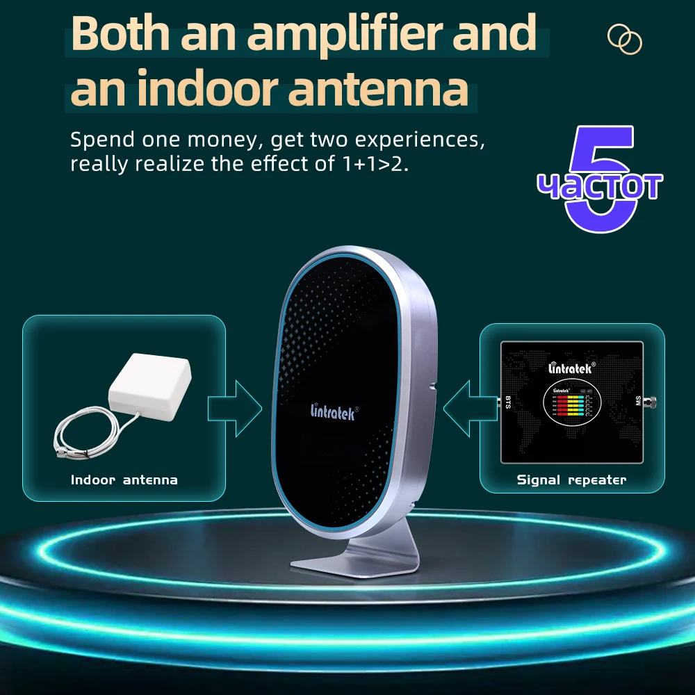 Lintratek 5 Band Cellular Amplifier 800 900 1800 2100 2600Mhz 5g Mobile Signal Booster GSM 3g 4g Built-in Antenna Repeater Kit