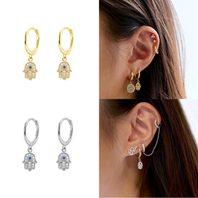 

Vintage Blue Evil Eyes Small Dangle Hoops Drops Earring for Women European and American Demon's Ear Rings Jewerly Pendientes