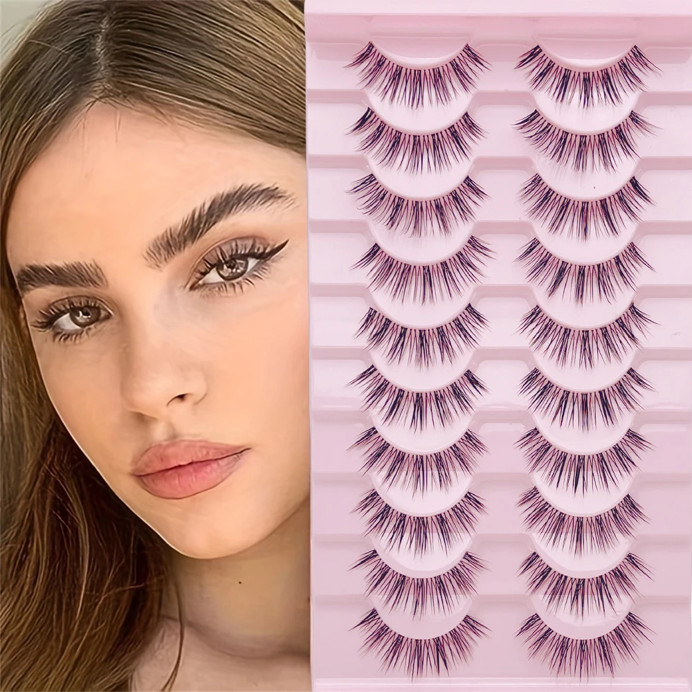 Ciglia Fasle Ciglia finte naturali sottili Coda di pesce Stile incrociato Fascia trasparente Soffici ciglia lunghe Strumenti per il trucco degli occhi 10 Pa