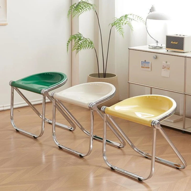 

Light luxury plastic dining chair, acrylic transparent folding office metal leg foldable chair, coffee shop chair, makeup stool
