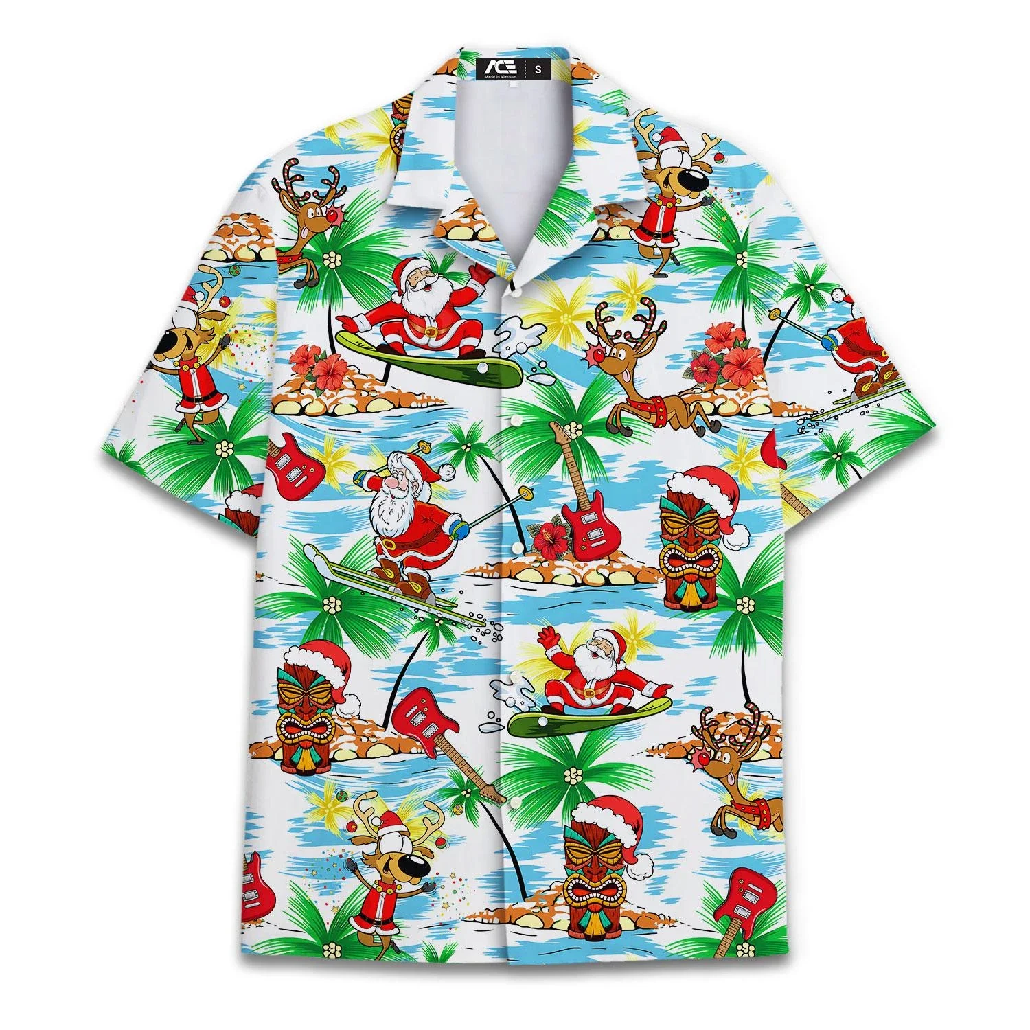 Funny Santa Hawaiian Shirts For Men Xmas Funny Christmas Shirts Mens Hawaiian Shirts Short Sleeve Button Down Shirt Men Gifts