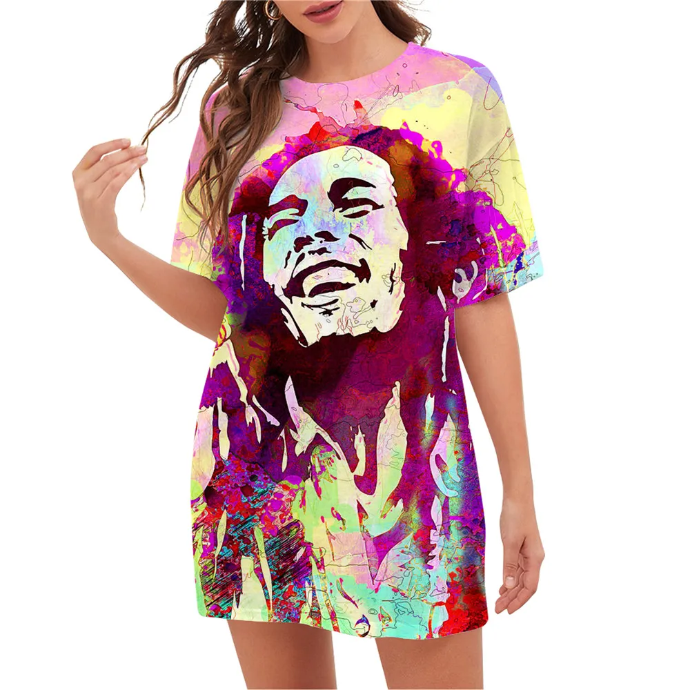 CLOOCL Hip Hop Women Shirts Party Clothing Bob Marley No Woman No Cry Pattern 3D Printed Crew Neck Shirts Trending Streetwear